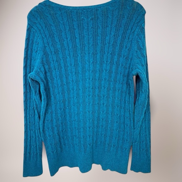 90s Grandmacore Blue Rib Knit Sweater Pullover Women's XL Y2K Preppy, Academia - Picture 9 of 12